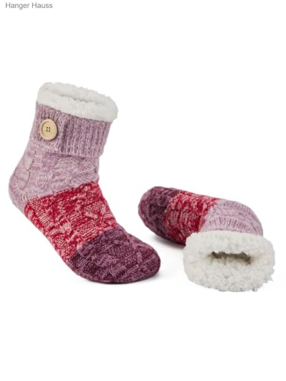 Fuzzy Fleece-Lined Gripper Slipper Socks Cozy Winter Sherpa Socks